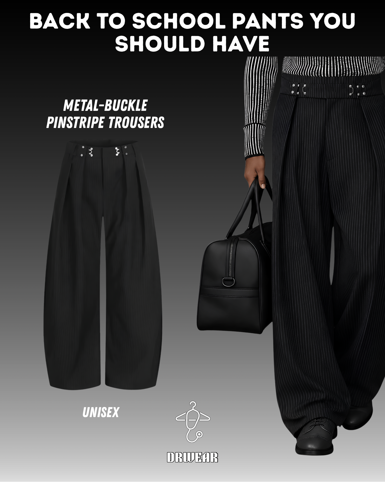 METAL BUCKLE PINSTRIPE PANT