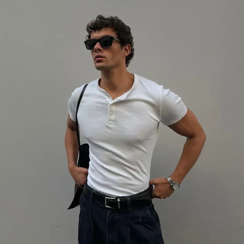 SHORT SLEEVES HENLEY SHIRT