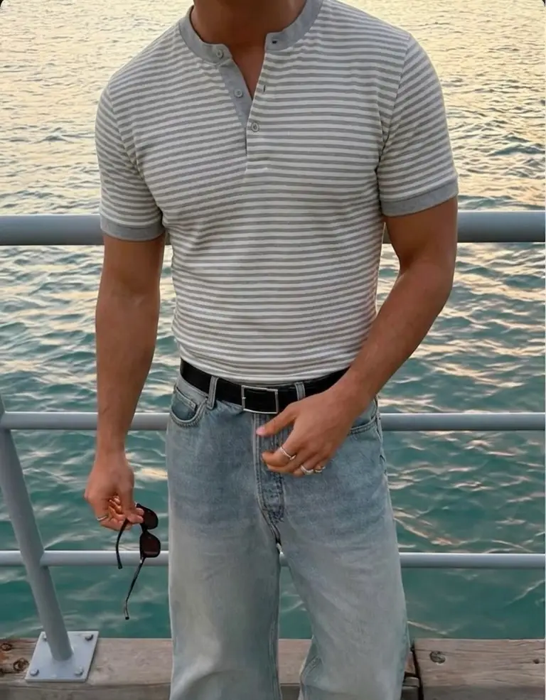 stripes henley shirt
