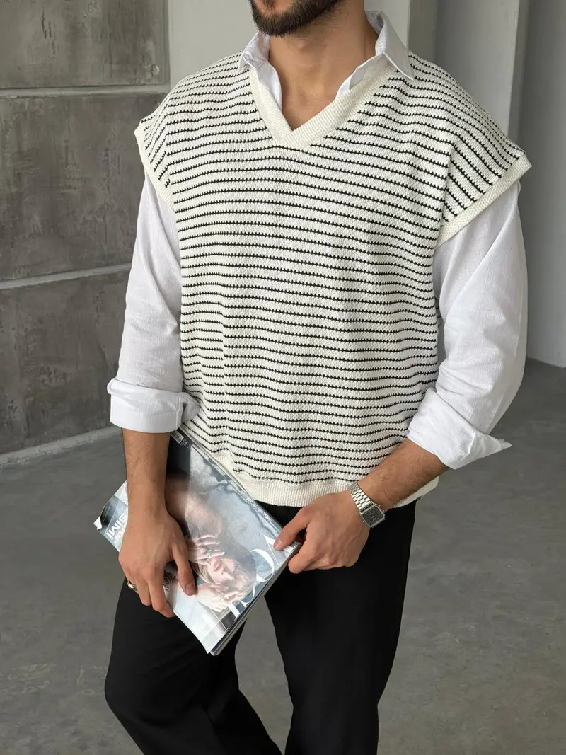 Knitted Striped Sweater Vest