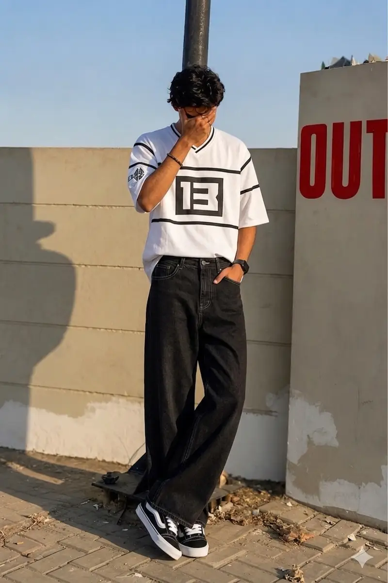 WIDE LEG RAW DENIM