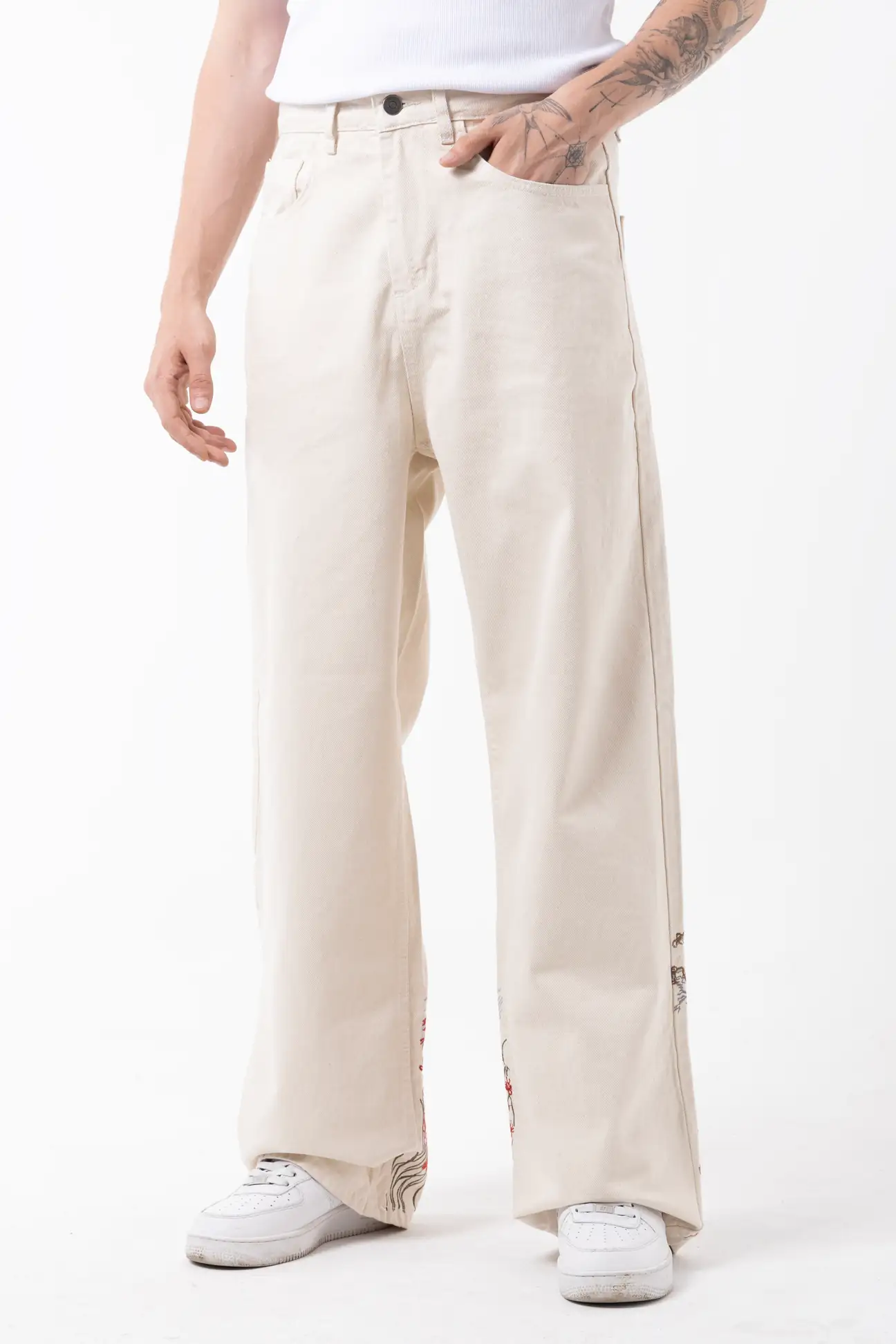 BAGGY CACTUS EMBROIDERED JEAN