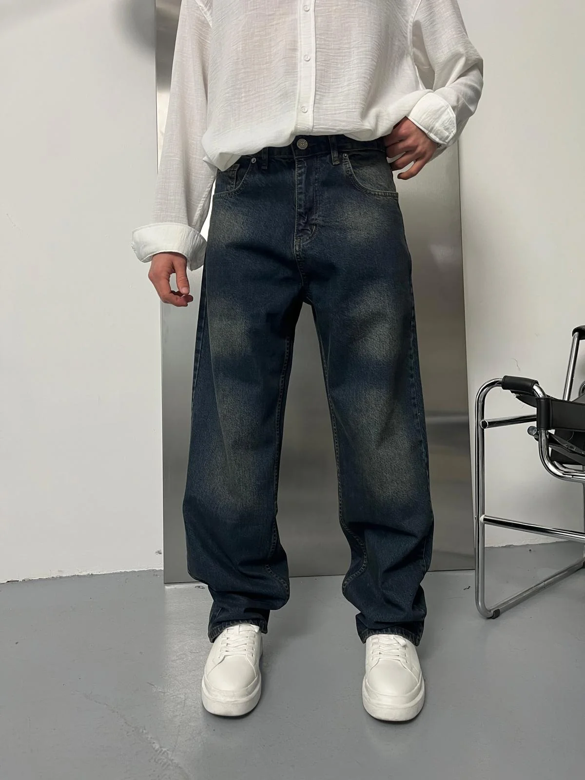 vintage indigo bleu Extra baggy jean