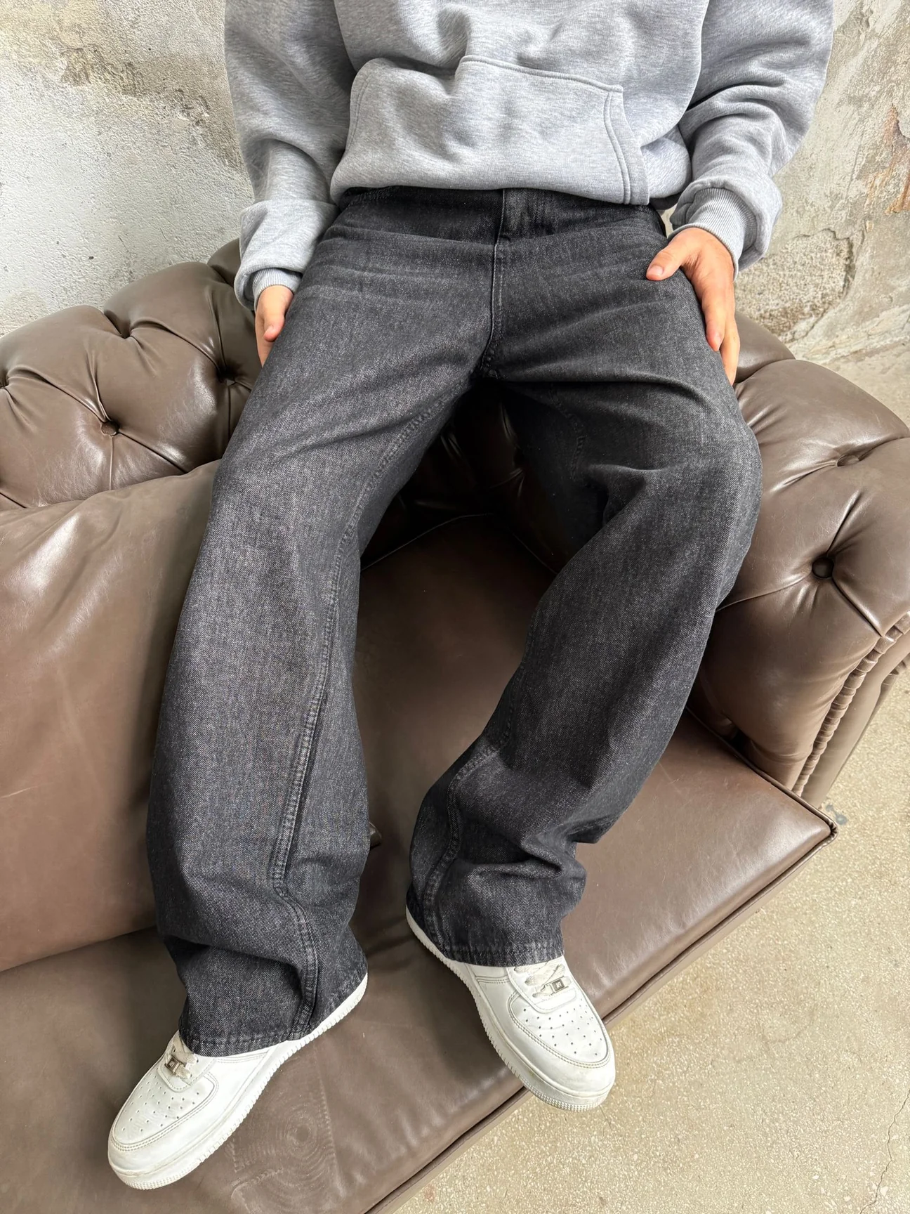 Anthracite Washed Extra Baggy Jeans PO