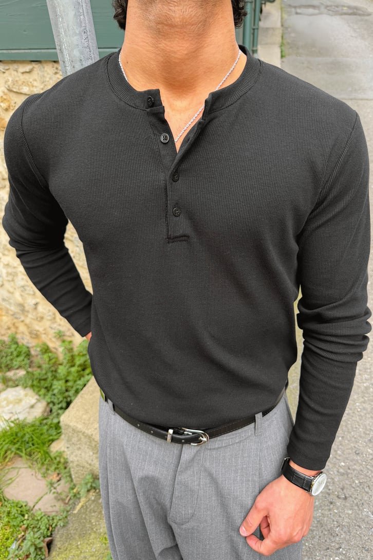 Black Henley shirt