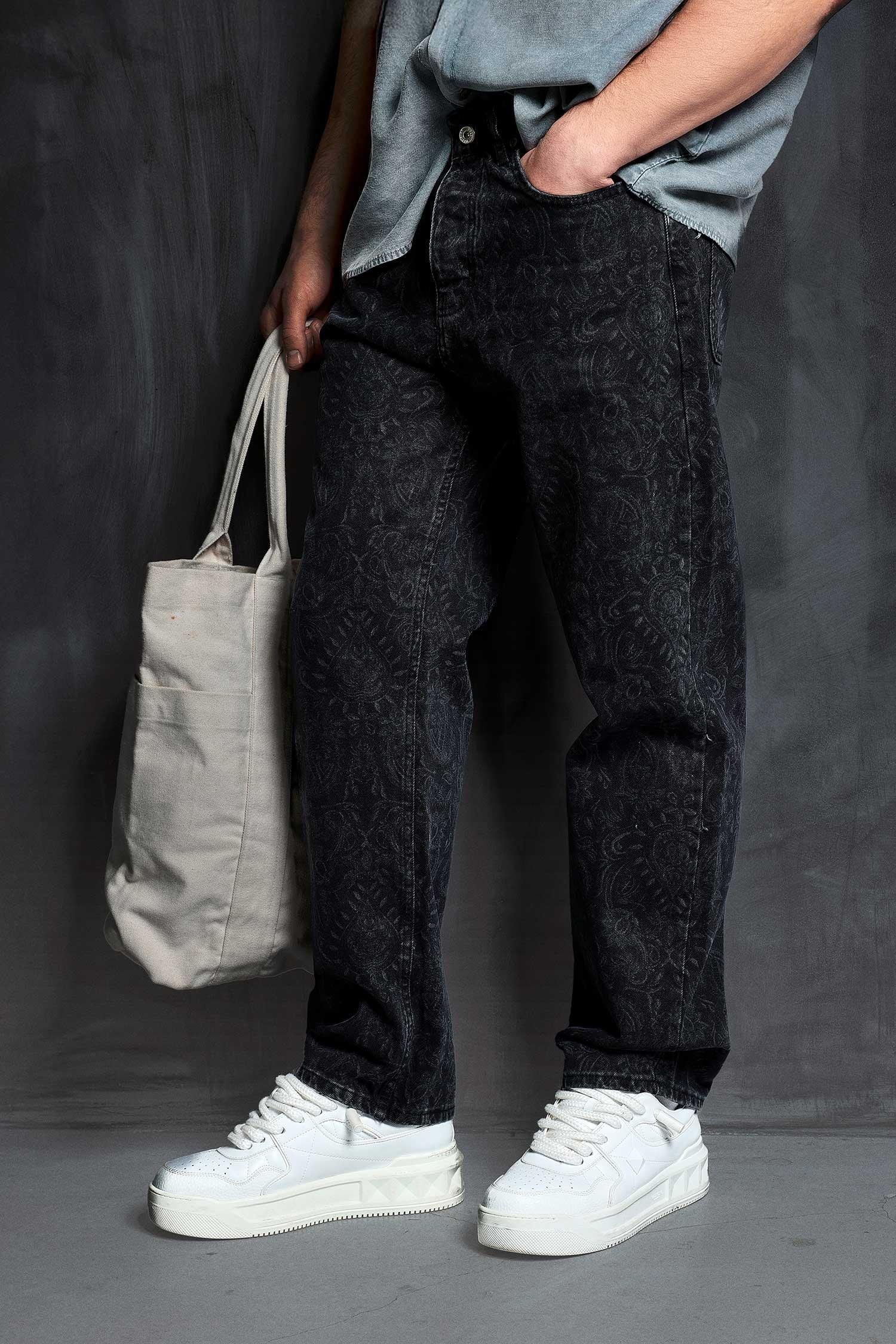 Patterned Design Baggy Jeans “11”