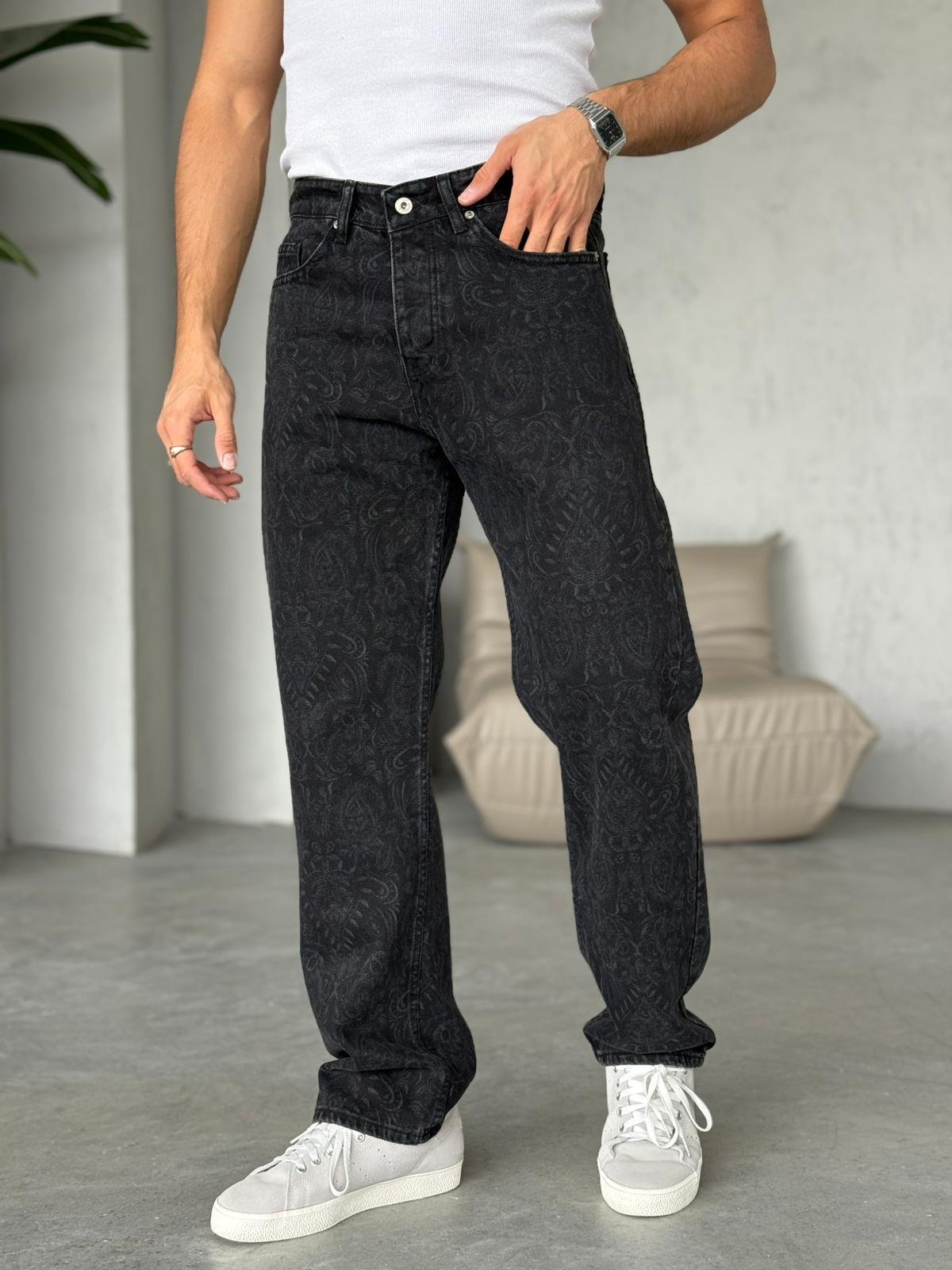 Patterned Design Baggy Jeans “11”