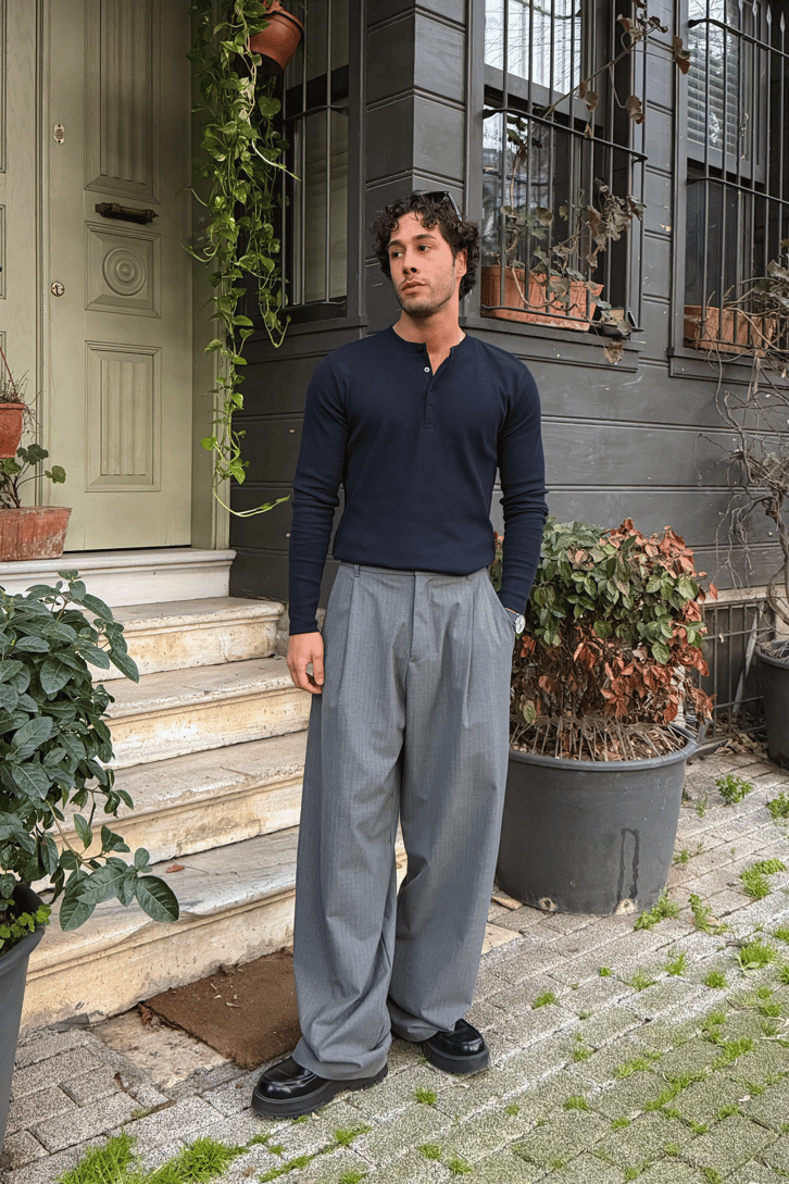 Navy blue Henley shirt