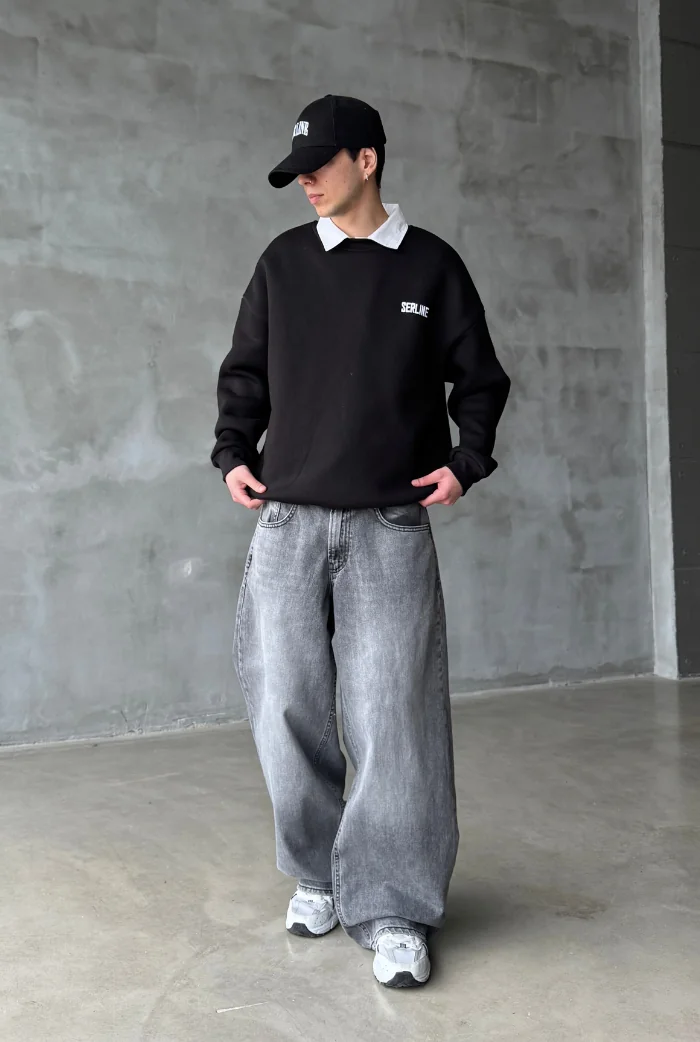 Grinded gray baggy jean PO