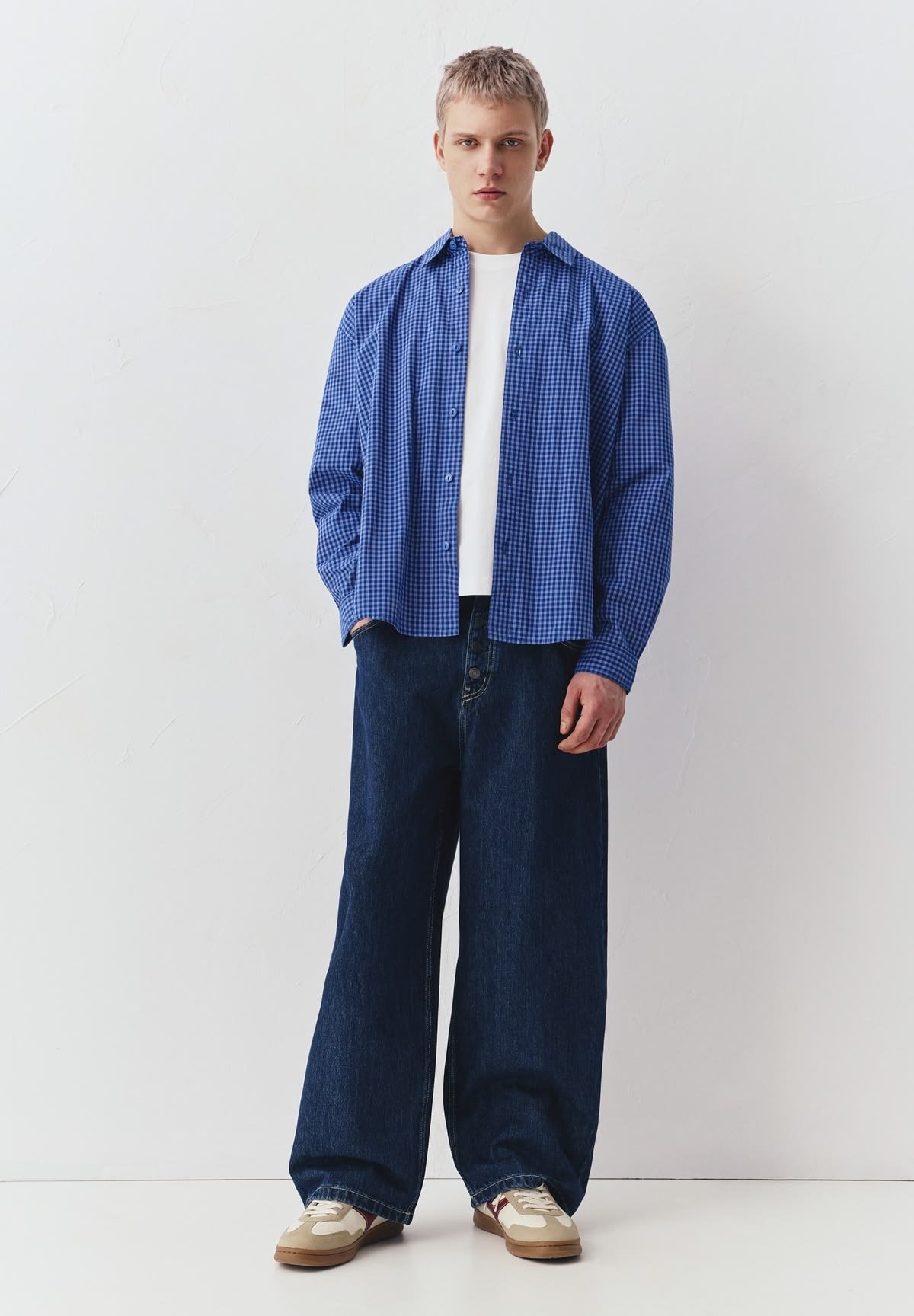 Grid button-down shirt