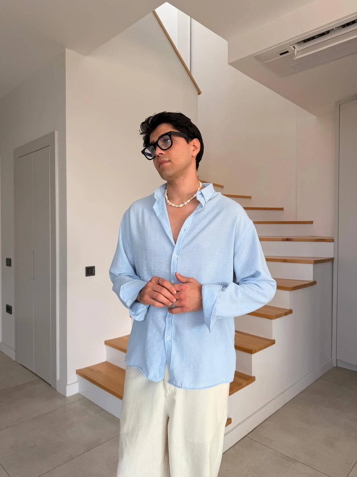 Chemise en lin bleu Bebe