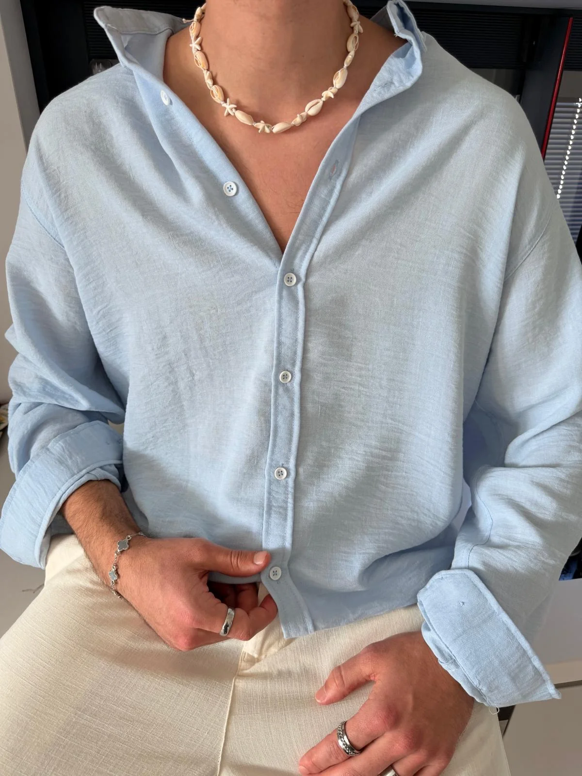 Chemise en lin bleu Bebe