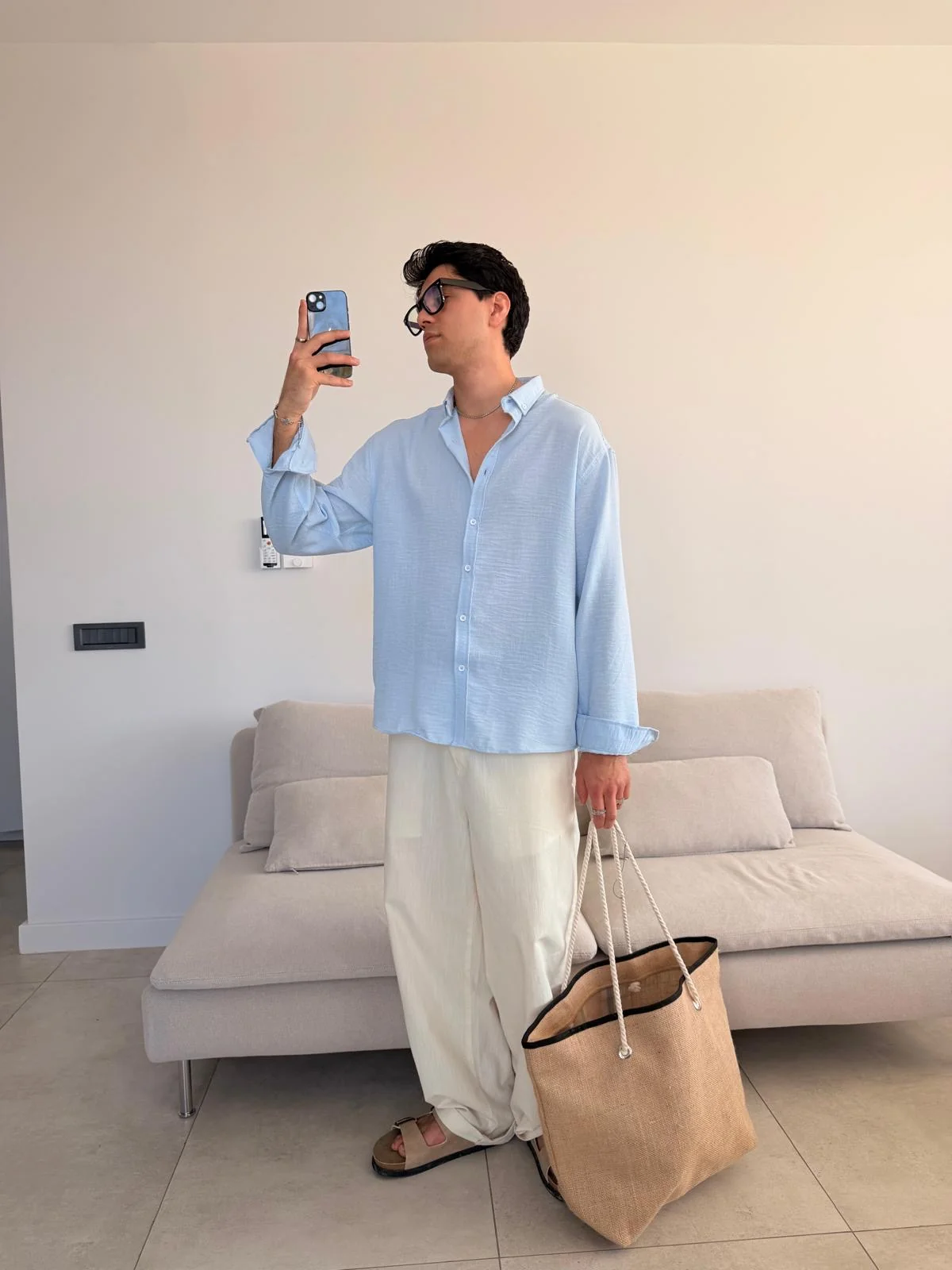 Chemise en lin bleu Bebe
