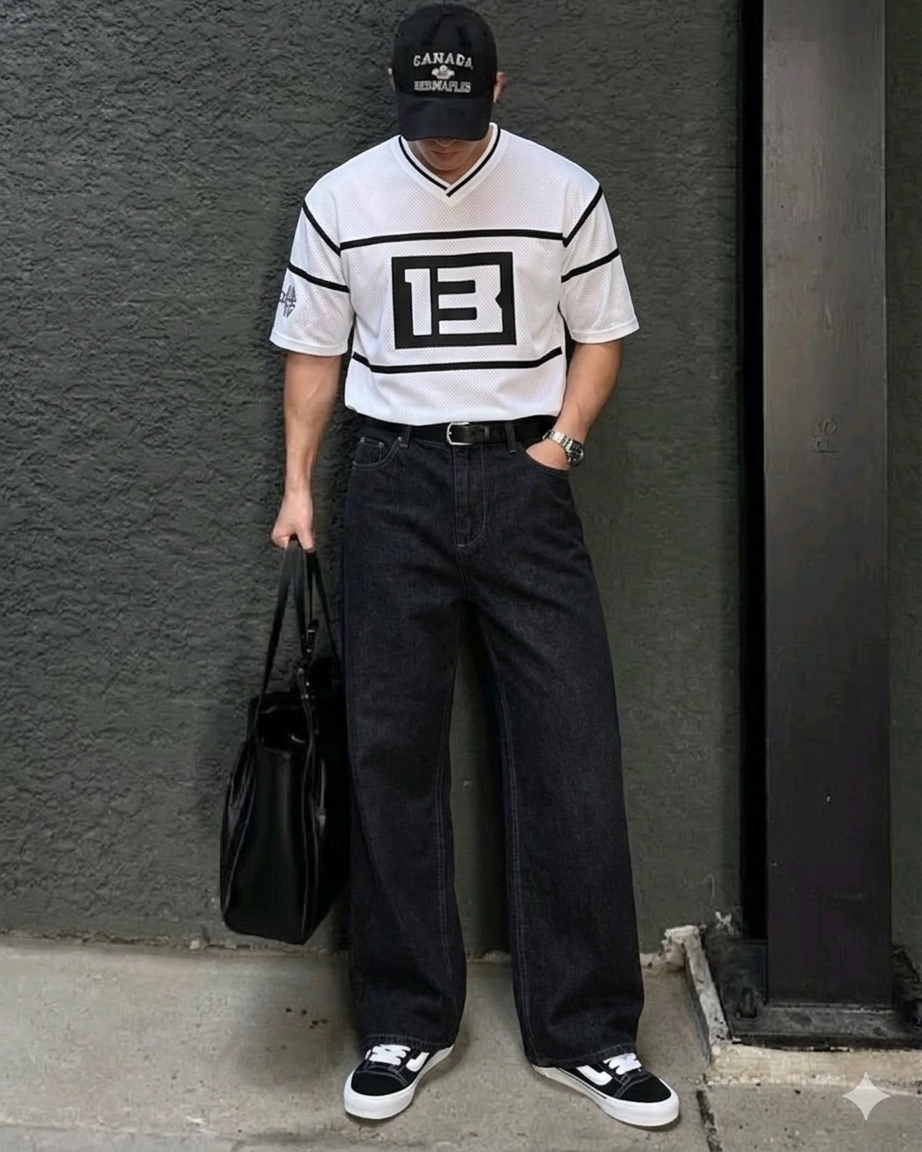 wide leg Raw denim