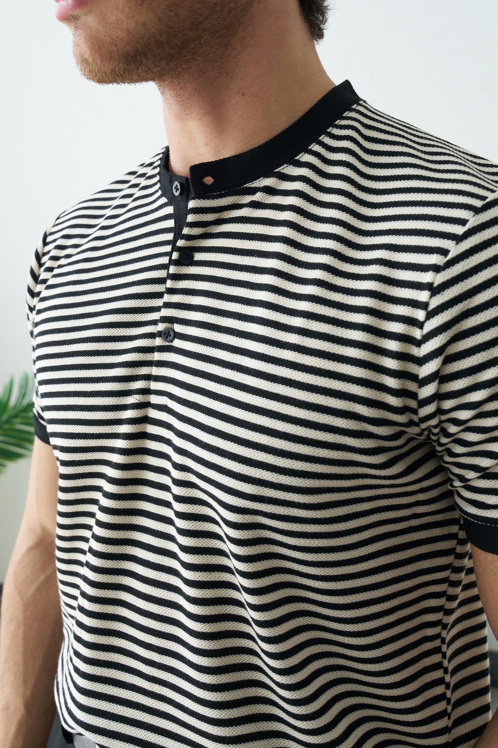 Black stripes Henley shirt